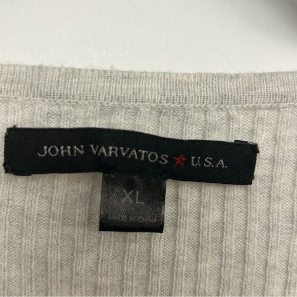 John Varvatos 1/4 Button Down Ribbed Long Sleeve Knit Henley Sweater - Picture 2 of 7